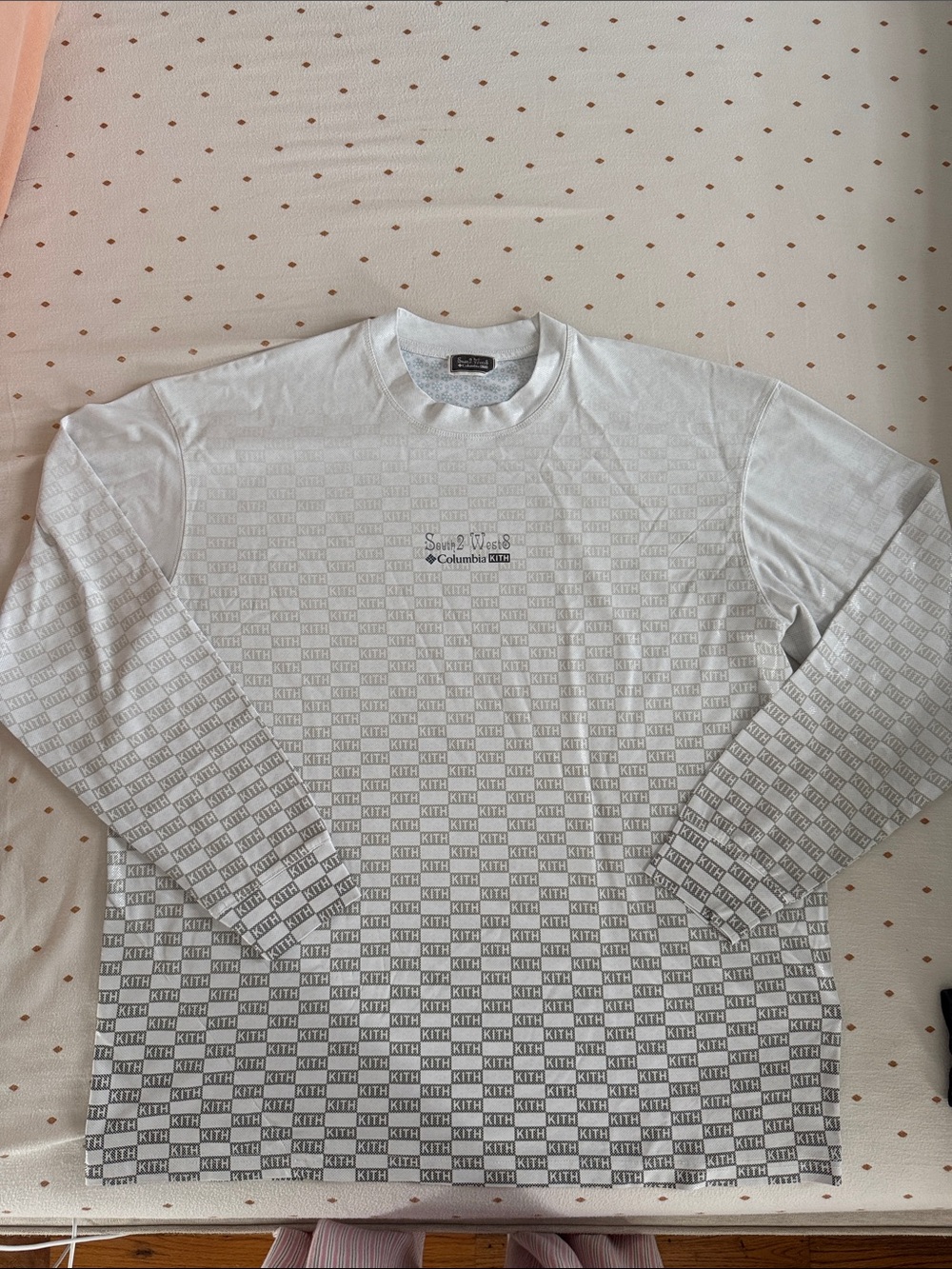 Kith White Long-Sleeve All-Over Logo